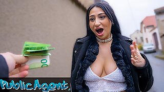 Public Agent French MILF with glorious big natural boobs POV sex