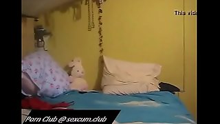Stunning asian milf fingering and dildoing her hot creamy pussy in her daughters bed. She couldnt re