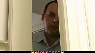 Horny old dad tricks his son porn video girl into sex