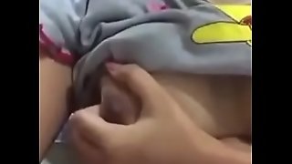 girl self satisfying by pressing boobs
