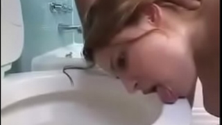 Alicia getting face fuck & face in lavatory bowl