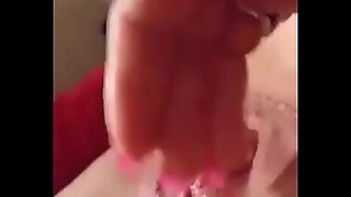 Playing with her pussy and has Wet Sticky orgasms