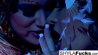 Busty Nikka obeys Shyla's commands in this erotic girl on girl sex