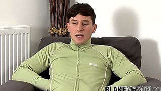 Gay latino Antonio Lece masturbating after interview