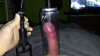 Deep Urethral Plug w/condom holding it in while I pump the juices out of my balls