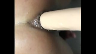 Amateur POV Closeup Filming on My iPhone of My Girlfriend a Sexy British Milf - Ramming a Huge Dildo Hard and Fast in Her Ass as She's Bent Over and Squirting