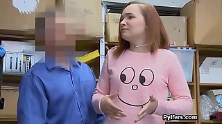 Redhead teen thief fucked after strip search