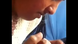 Horny tamil girl sucking black cock and caring it with her tongue