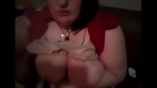 Verification Video: Plus size goth girl plays with F cup titties while watching YouTube