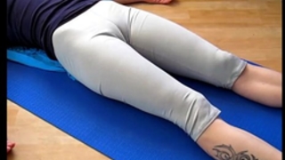 Yoga panties centre split workout by hot white wife